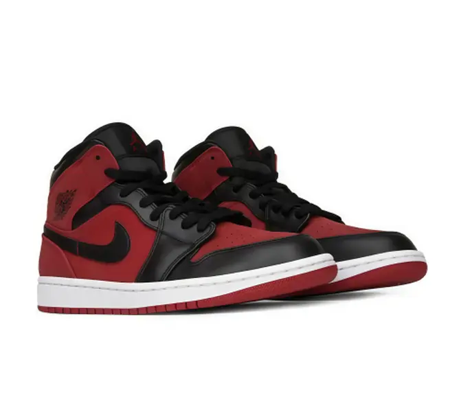 Air Jordan 1 Mid Gym Red Black Mid Top Sneakers Suede & Leather Retro Basketball Shoes Casual Street Sneakers For Men Women