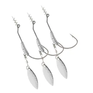 Bombrooster 10PCS Underspin Jig Hooks with Twist Lock – Weighted Swimbait Hooks with Blade and Barbed Offset Design for Bass and Soft Plastic Lures