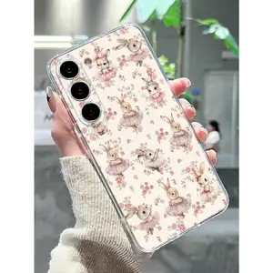 Easter floral rabbit painted shockproof transparent phone case, compatible with iPhone 17/16/15/14/13/12/11/X/XS/XS Max/XR/17E/7P/8P. Can be given as a holiday gift to friends, family, or yourself.