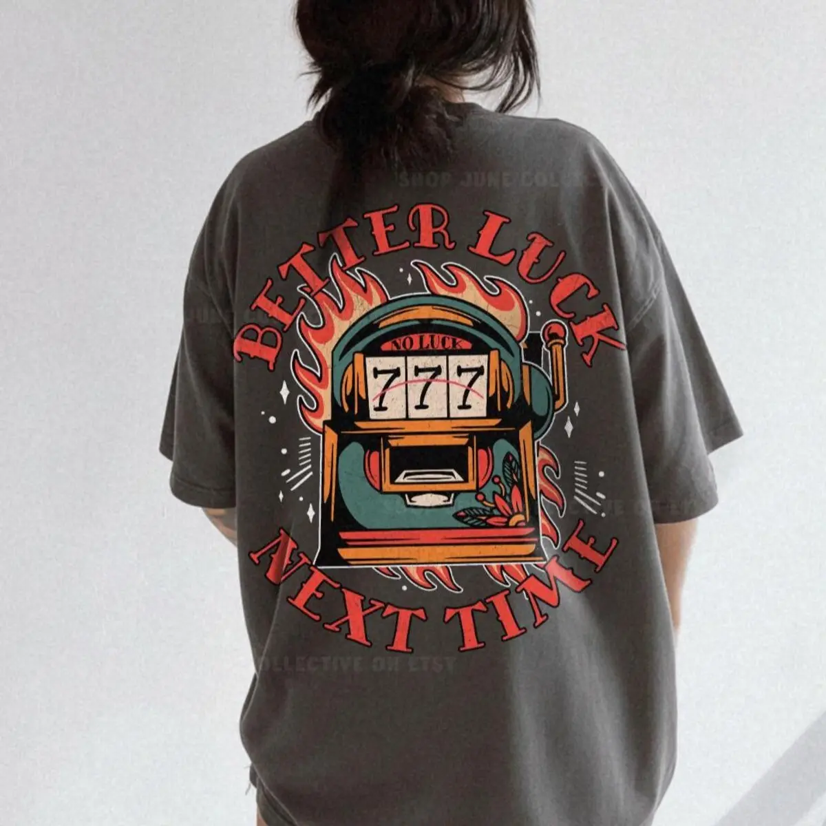 Men's Casual T-shirt with Western 777 Print, Soft 100% Cotton Vintage Shirt, Yallternative Tattoo Style, Casual Tshirt Shirt