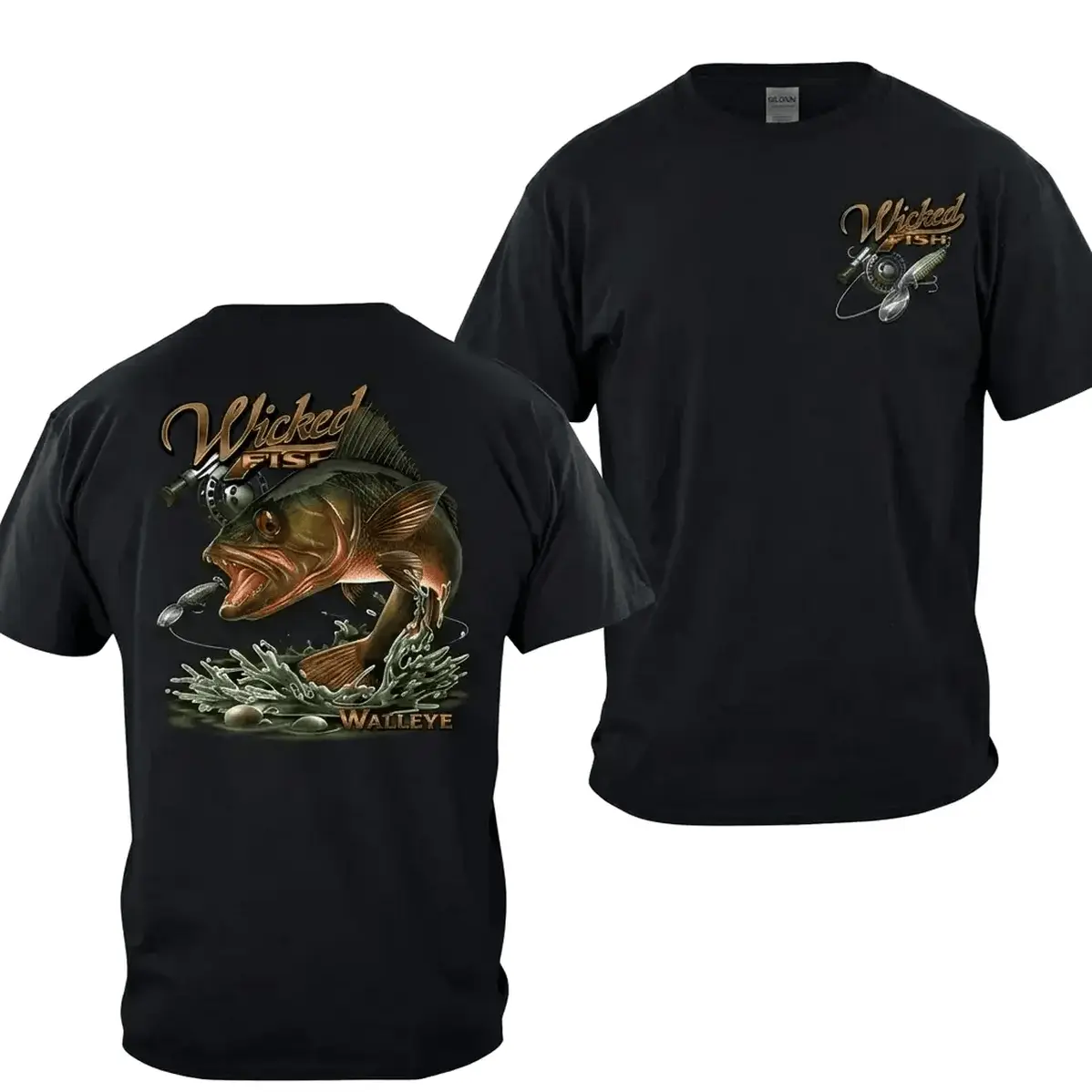 Men's Wicked Walleye Graphic T-Shirt - Soft Cotton Crew Neck, Relaxed Fit, Casual Fishing Streetwear, Ideal for Gifting, All Seasons, Classic, 2XL, 3XL, Cold Wash, Lightweight