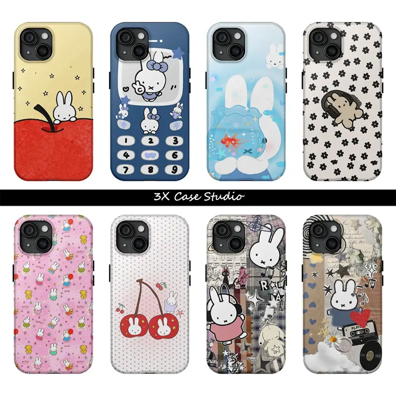 M-Miffy Animal 2-IN-1 Anti-Drop Shockproof Phone Case for iPhone 17/16/15/14/13/12 Pro Max Plus, 10 Cute Designs Multiple Colors, Protective Phone Accessory for Gift Buyers, Cartoon