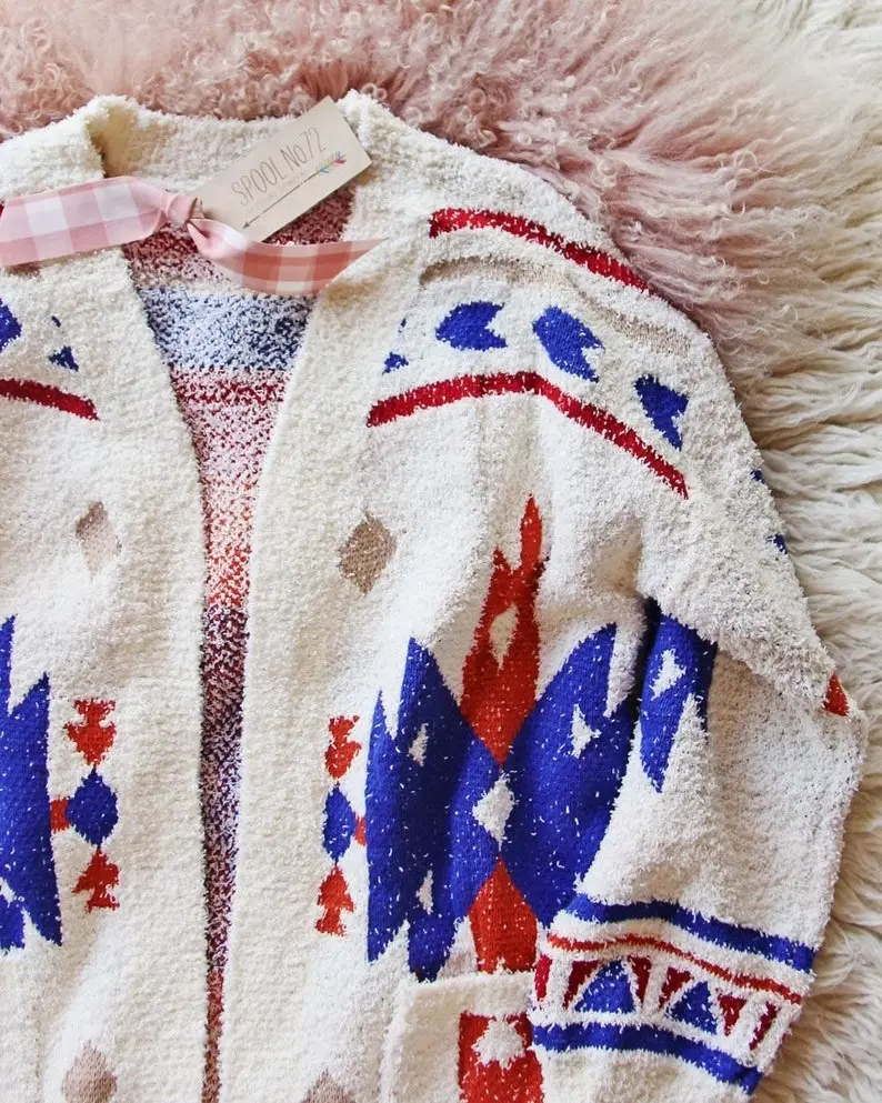 New Western Aztec Fall Yellowstone Vintage Native Inspired Cowichan Sweater Coat Jacket