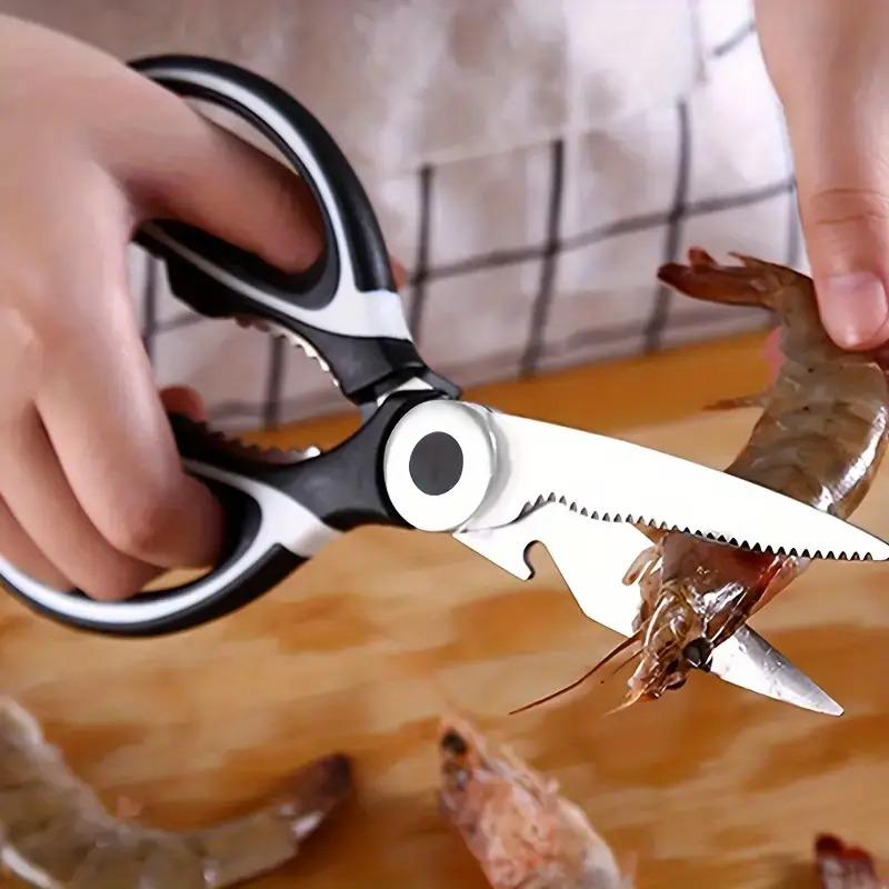 Professional Kitchen Scissors with Blade Cover, Non-slip Ergonomic Handle, Stainless Steel Dishwasher Safe, with Nut Cracker & Bottle Opener, for Meat Turkey Fish Vegetables