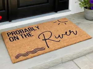 Probably At The River Camp, Lake, Shopping Doormat, Housewarming Gift Door Mat, Welcome Pet Doormat,Funny Front Doormat, Camp Doormat