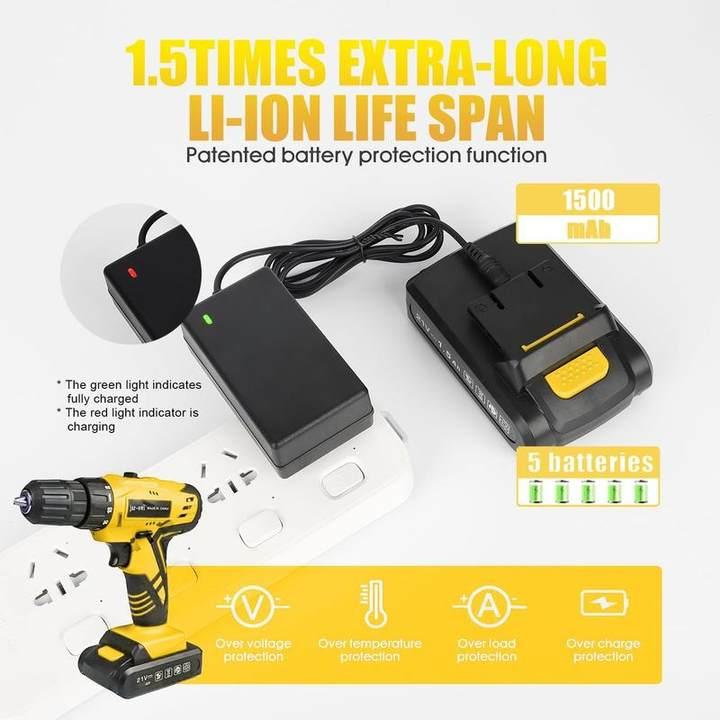 【BlackFriday】Cordless Drill Tool Set  21V Electric Power Drill with 2.0AhLithium-ion Battery and Charger–USB/Type-C Rechargeable, Portable, All-in-One DIY & Home Toolbox Kit,Blackfriday,Christmas Gift