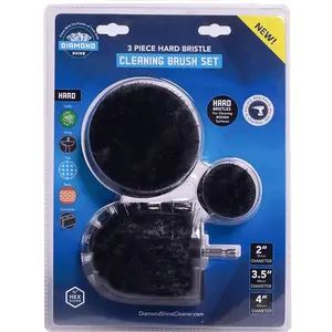 Diamond Shine Drill Brush Attachment - Cleaning & Scrubbing, 3-Pack, Firm/Hard Bristle - Brick, Fences, Cement, Decks, Driveways, Grills, Metal - Turns Drill Into Power Scrubber