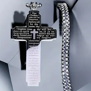 Christian Bible Cross Chain Necklace Stainless Steel Big Pendant Necklace Men's Women's Religious Prayer Necklace Jewelry pendant chain American Flag