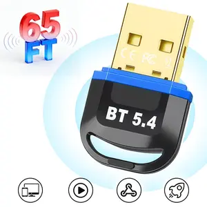 Wireless Bluetooth Adapter for Desktop - 65 Feet Long Range USB Dongle with BT 5.4 Technology, Supports Audio & Data Transfer, Easy Installation for Wireless Speakers, Headsets, Keyboards, Mice for Home and Office Setup