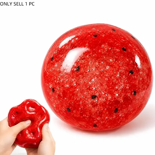 Watermelon Slush Squishy Fidget Toy, Realistic Watermelon Squeeze Toy with Slush Filling, Stretchable Soft Sensory Stress Relief Toy, Novelty Hand Squeeze Anxiety Toy for Adults & Kids