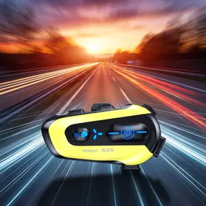 N3X Motorcycle Bluetooth Headset with Neural Network AI Noise Reduction, Clear Talk at 120km/h, Unlimited Group Riders Connection & Music Sharing, 300m Full Duplex Helmet Intercom, 1000mAh Battery, IPX6