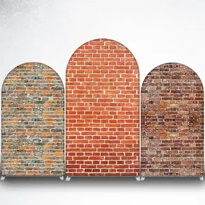 Rustic Brick Wall Arch Backdrop Cover for Industrial Theme Party Photo Booth