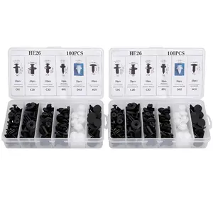 HE26 200-pcs universal expansion bolt clamp set, suitable for car mudguards, fenders, and door panel clamps. (C05 C20 C32 B01 D02 A16 Automotive Parts)