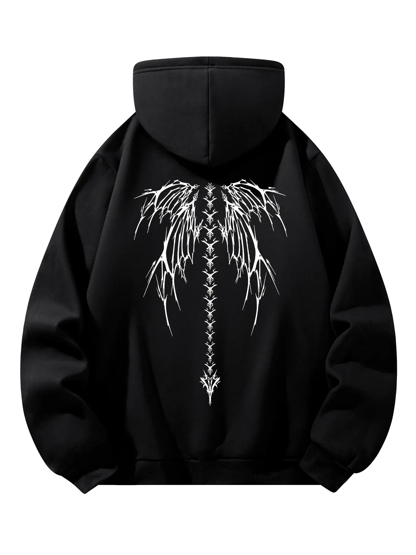 Women's Skeleton Wings Print Hoodie, Casual Fitted Sporty Sweatshirt, Fall Winter Thickened Warm Pullover, Long Sleeve Knit Womenswear, Graphic Hoodies