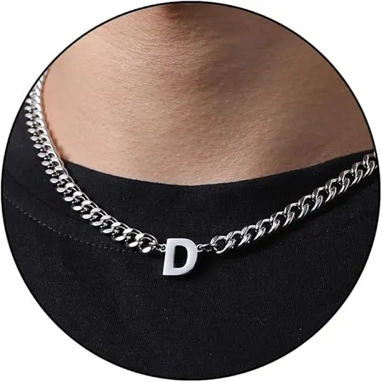 D letter necklace (steel color)