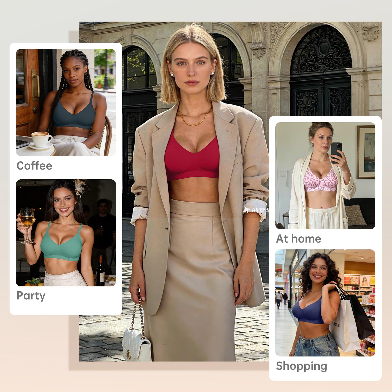 OEAK｜Jelly Bra, Leopard Print, Wireless Bras, Seamless Bra, Natural Lift & Buttery Soft