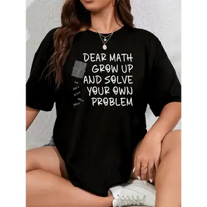 Camiseta con cita divertida de matemáticas Women's Plus Size 100% Polyester T-Shirt Shirt Casual 220g Funny Oversized Graphic Short Sleeve 1 pcs Tee Novelty Crew Neck Top