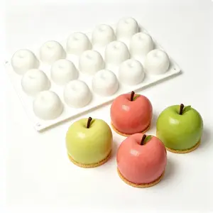 1pc apple-shaped silicone cake mold, 15-cavity realistic fruit design, non-stick, easy to demold, suitable for chocolate and cake making, creative fruit baking tool