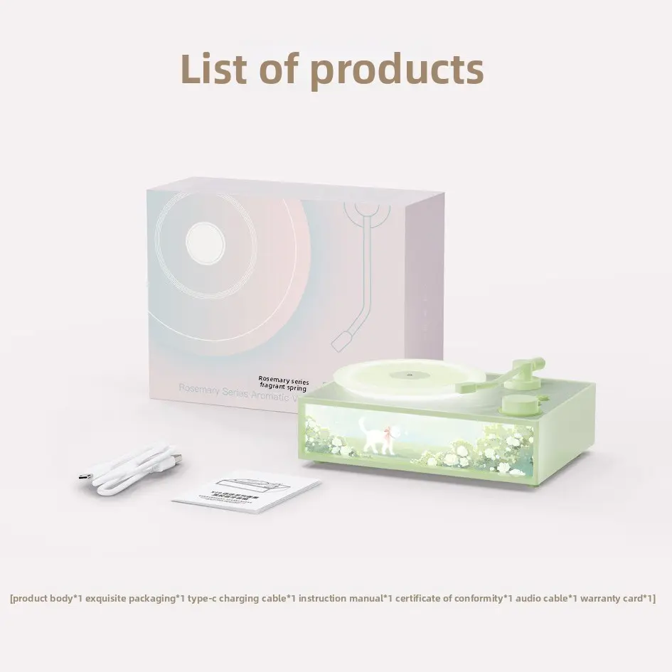 X19 Rosemary Series Aromatherapy Bluetooth Speaker - Round Design, V5.3 Wireless Audio Device, Supports MP3/WMA/WAV, 10M Range, 7-8H Playtime, 4Ohm 5W Output, 40mm Speaker, Button Control, Card Playback, Charging Cable Included, 20Pcs Per Carton