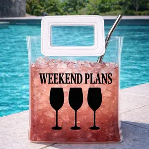 Make your weekend plans a little more fun  with our “Weekend Plans” reusable beverage bag - Straw included