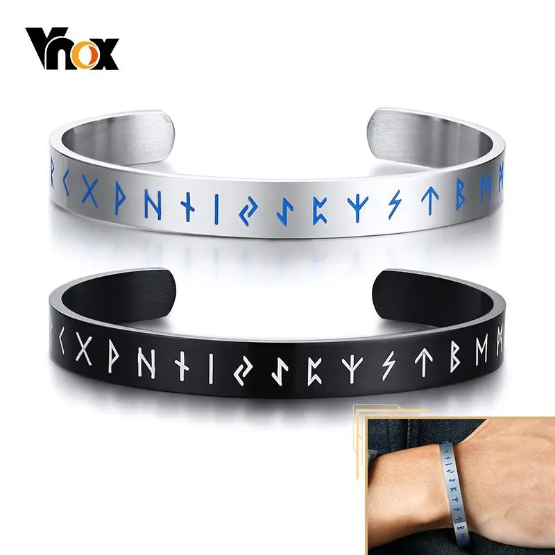 Vnox Handmade Viking Bracelet for Men Cuff Nordic Rune Norse Stainless Steel Bangle Pagan Celtic Vintage Retro Jewerly