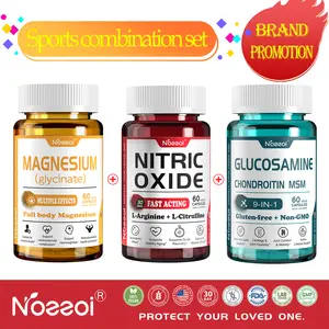 Noeeoi 3-in-1 Supplement Bundle: Nitric Oxide Booster (LArginine/L-Citrulline) for Muscles & Energy + GlucosamineChondroitin MSM for Joint Health + Multi-Magnesium forStress & Sleep-60 Caps Each, Vegan Non-GMO