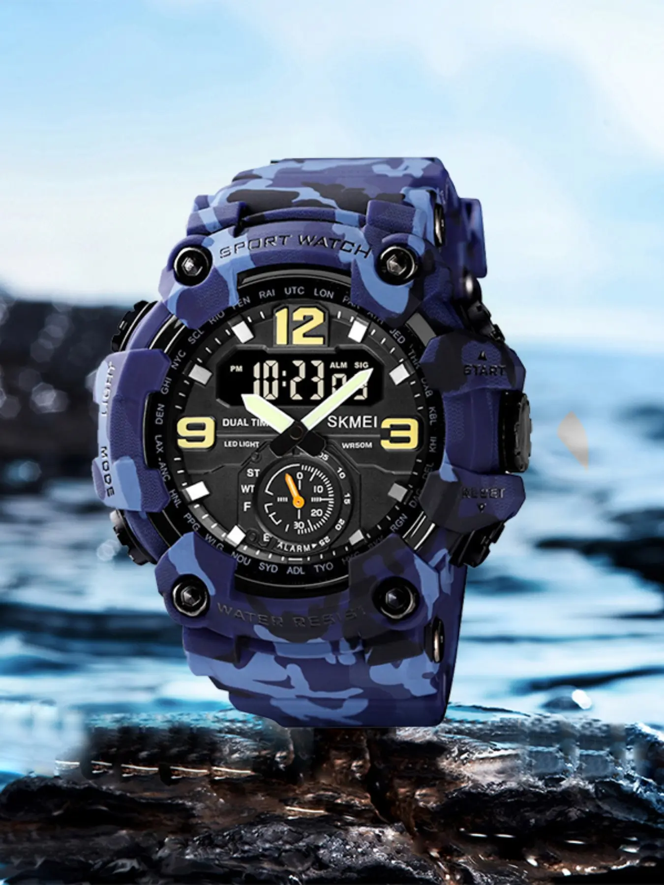 Men's Skmei Digital Watch Large Dial Waterproof Luminous Outdoor Tactical Sport Watch, Multifunctional Alarm Clock, Perfect Gift for Parties, Sporty Waterproof Watch, Waterproof Wrist Watch, Waterproof Sport Watches