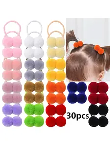 30pcs Cute Plush Hair Ties, Non-Damaging Woven Fabric Hair Bands, Scrunchie, Scrunchies, Perfect Daily Accessory & Holiday Gift, All Season Use