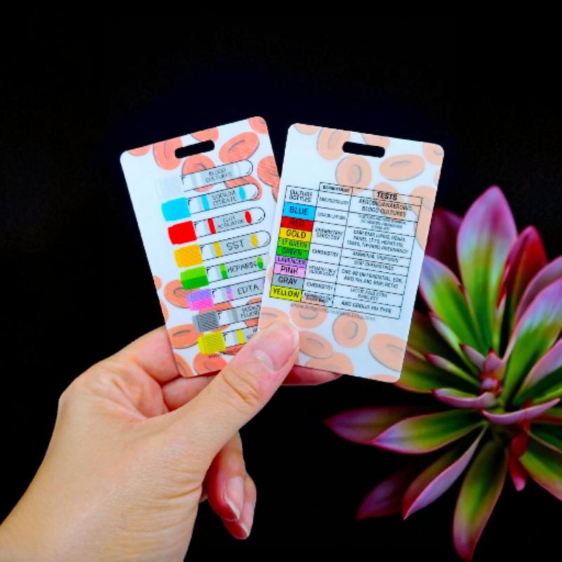 Phlebotomy Badge Buddy - Order of Blood Draw Cheat Sheet - Badge Reel for Lab Techs - Light Weight Reference Card for Phlebotomists and Nurses