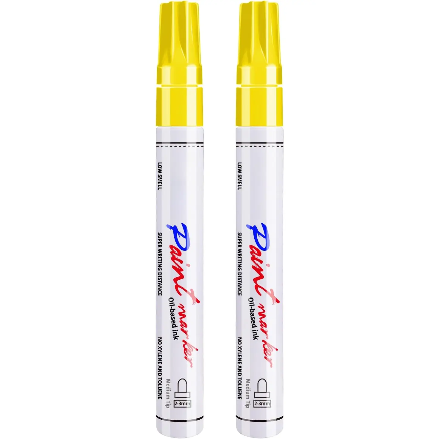 Yellow Permanent  Pens  Markers - 2 Pack Oil Based Markers, Quick Drying and  Marker Pen,  Tire, Metal, Rock Painting, , Ceramic, Plastic, Canvas, Mugs, Medium Tip