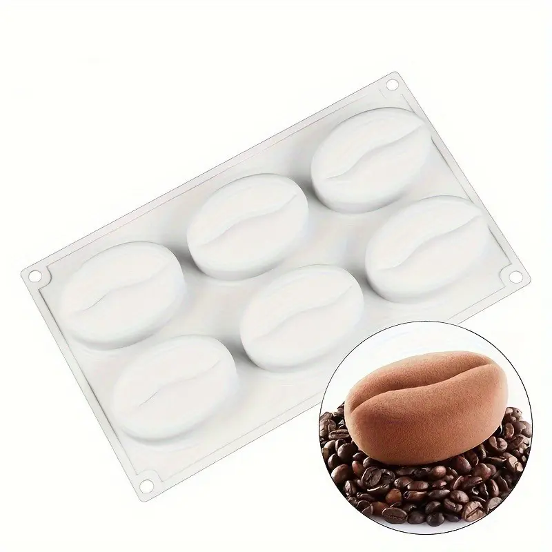 6-Piece Coffee Bean Food Grade Silicone Mold, DIY Lip Baking Mold, Ice Cube Tray, Fruit Gummies Chocolate Baking, Flexible Reusable Molds, Gummy Mold
