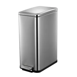 Gaomon 13 Gal Tall Stainless Steel Kitchen Garbage Can, Hands-Free Operation, Soft Close Lid, Slim Rectangular Fingerprint-Resistant Bin with Removable Inner Bucket