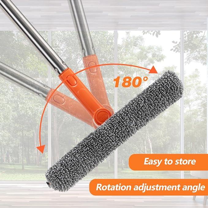 Squeegee for Window | 2-in-1 Window Cleaner Sponge and Soft Rubber Strip with Telescopic Extension Pole 18”-29” | Window Washer for Shower, Car Windshield, Mirror, Glass Cleaning