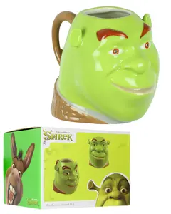 Dreamworks Shrek Mug Ceramic 3D Molded Face Design Coffee Tea 20 oz Cup Drinkware