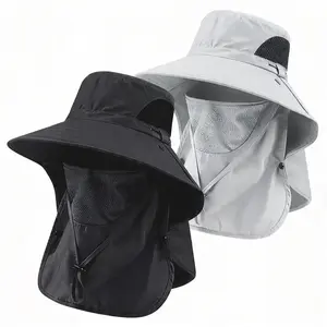 Quick-Dry Men’s Waterproof Fishing Hat – UV Protection Wide Brim Bucket Hat with Detachable Neck Protection and Face Cover for All Your Outdoor Activities this Summer