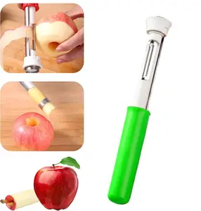 2-in-1 Fruit & Vegetable Core Remover & Peeler Stainless Steel Tool Quick Easy Core Removal for Apples Pears More Portable Compact Kitchen Utensil