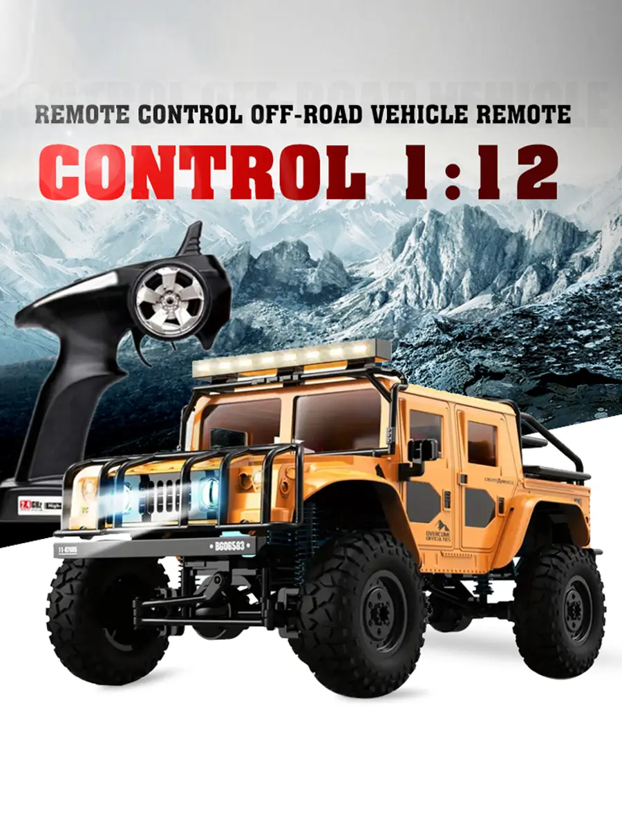 RC Car 4x4 Rock RC Crawler: Remote Control Truck 1/12 Scale Jeep Toys for Adults Kids Yellow