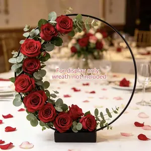 1PC Black Metal Circle Frame with Base, DIY Craft Holder for Wedding Table Centerpieces & Holiday Party Decoration