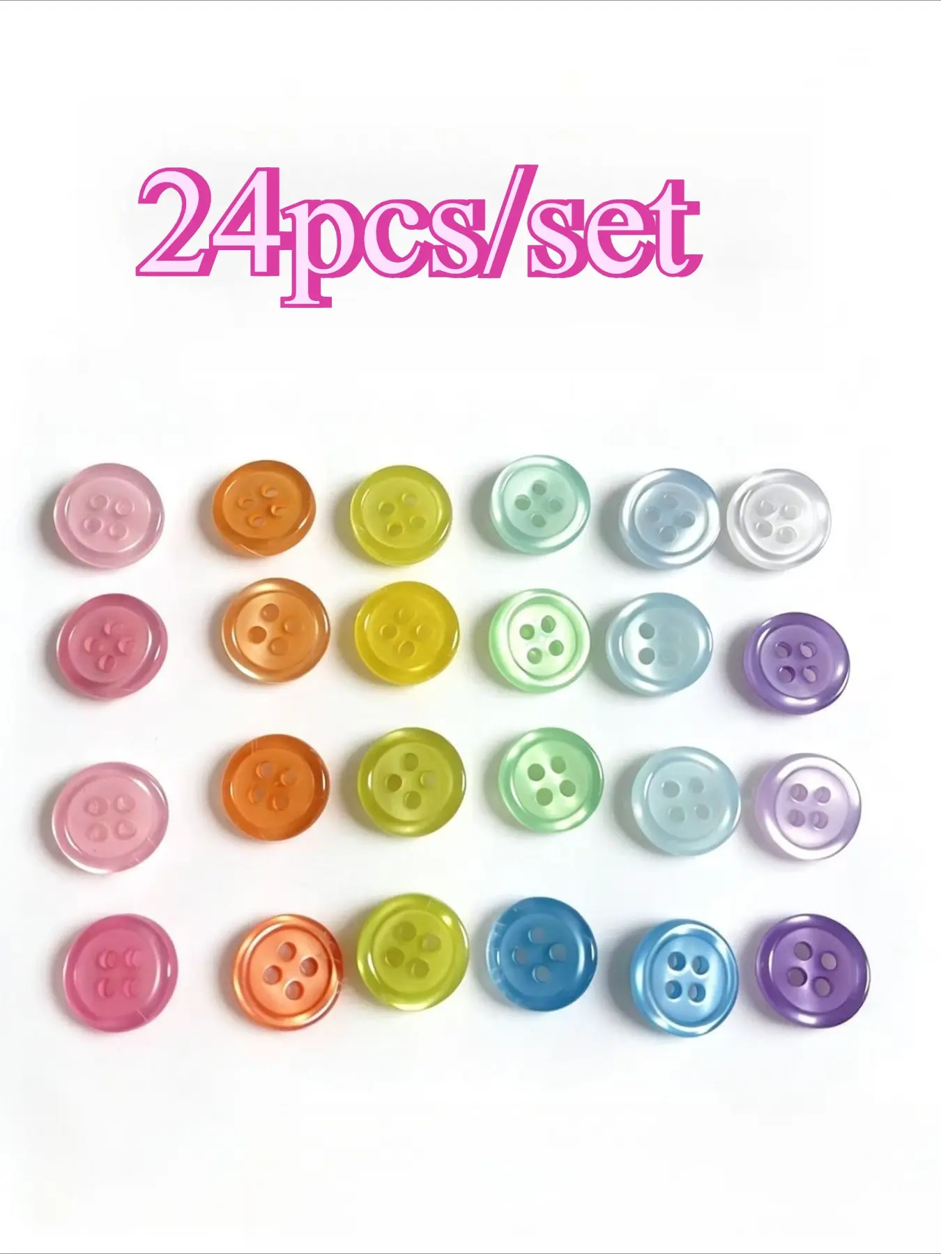 24pcs Kawaii Rainbow Buttons, Gradient Buttons, Sweet Translucent Resin Sewing Buttons, DIY Embellishments for Clothes, Bags, Handmade Crafts, Sewing Accessories, Button Design