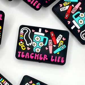1pc Teacher Life 2.0 Silicone Focal Beads - School & Teacher Crafting and Beading DIY