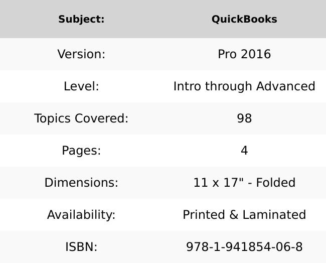 QuickBooks Pro 2016 Quick Reference Guide