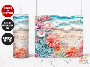 2-PACK Beach sublimation transfer for 20oz Skinny Tumbler - Ready to press - DIY Specialty Supplies - T032