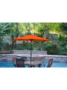 Jeco UBP92-UBF99 9 ft. Aluminum Patio Market Umbrella Tilt with Crank - Orange Fabric & Black Pole