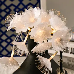 Fiber Optic Flower String Light, 14ft 20 Led Flower Light Waterproof, Battery Powered Suitable for Bedroom, Christmas Tree, Garland, Wedding Party, New Year, Garden Romantic Decor-Warm Light