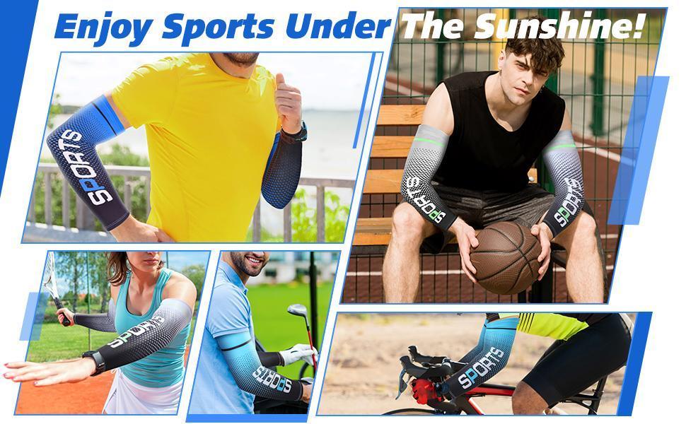 UV Protection Arm Sleeves 5 Pairs Cooling Breathable Sun Covers for Running Cycling Driving