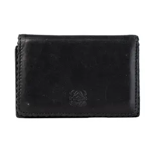 Pre-owned Loewe leather Small Leather Goods Black Card Holder IB26030037