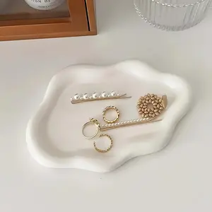 Large Jewelry Tray Storage Holder, Elegant Cloud Shape Hexagonal Plate, Durable Smooth Lightweight Plastic for Necklaces Earrings Rings Watches, Ornaments, Earring Holder Organizer, Organiser
