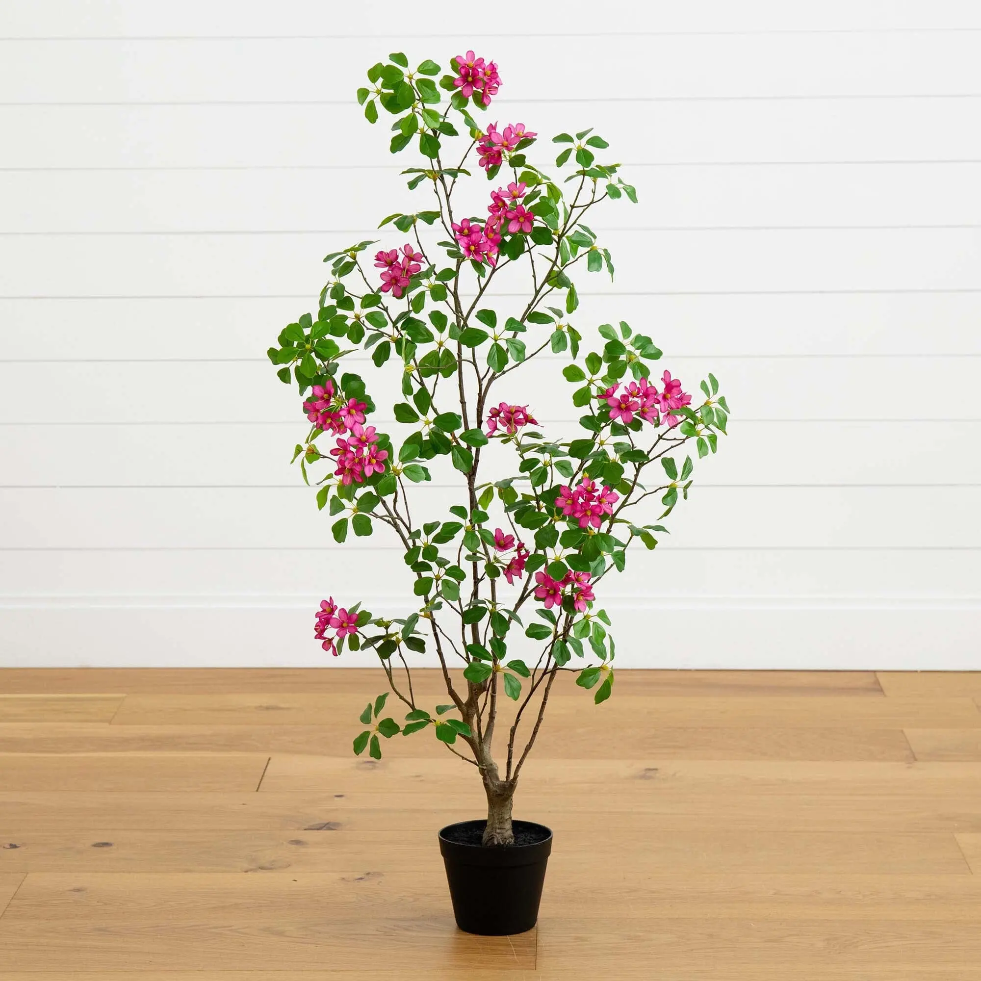 4ft Artificial Dogwood Tree Fake Plant Decoration with Real-Touch Leaves, Natural Look Flowers, Flexible Branches, Adjustable Indoor Decor Home Supply, Nursery, All Seasons