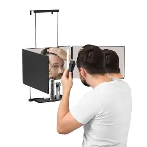 Adjustable LED Light 3 Way Mirror, Portable Trifold Mirror for Shaving, Grooming, Hair Styling, Hair, Makeup, Braiding, 360 Degree Mirror