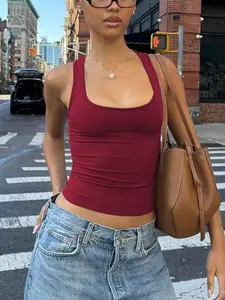 MISSGUIDED Women Casual Solid Slim Spring Summer Streetwear Daily Vacation Sexy Tank Crop Top